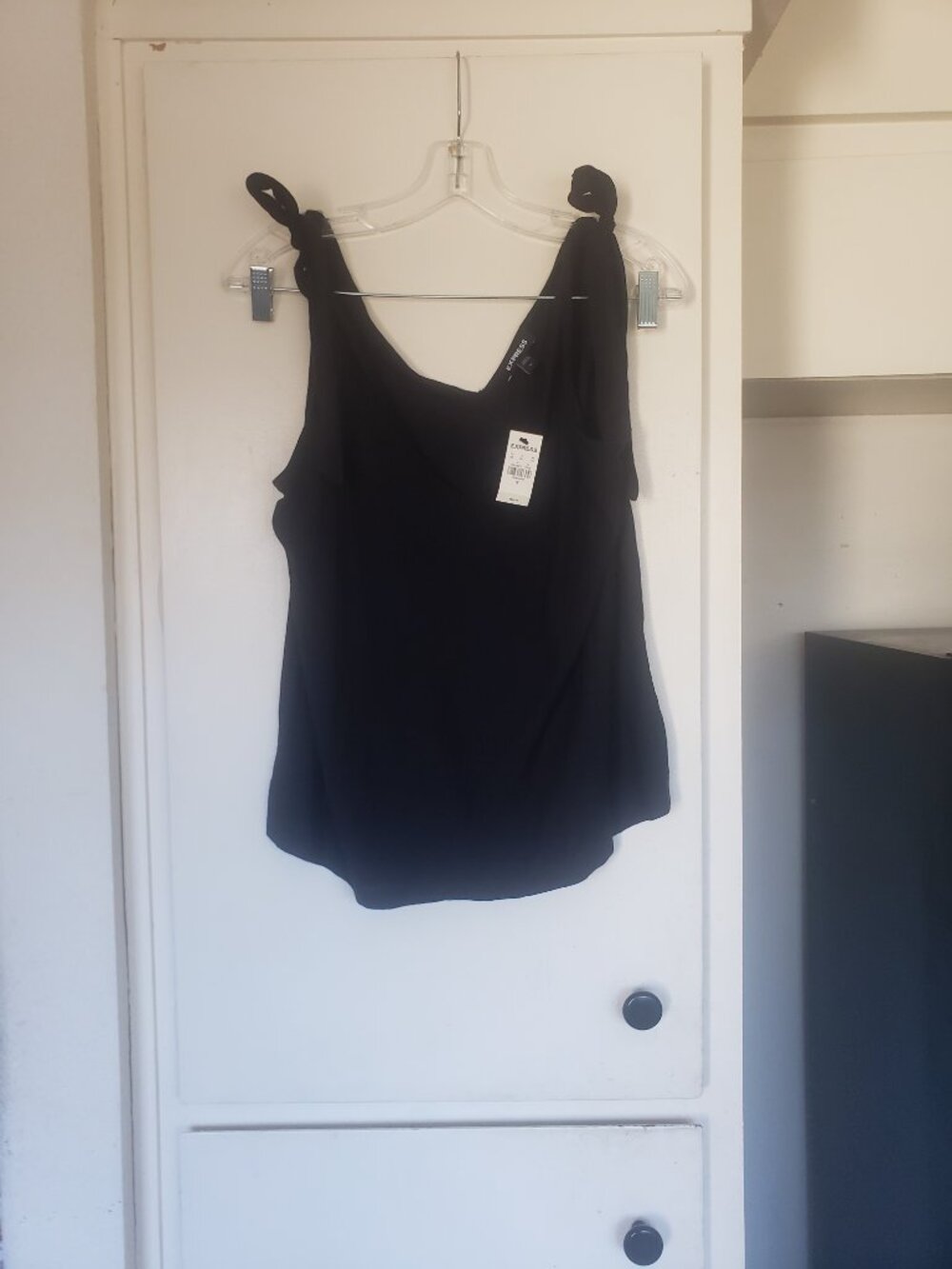 Express Black Cotton Tank Top With Tye Straps Size Medium